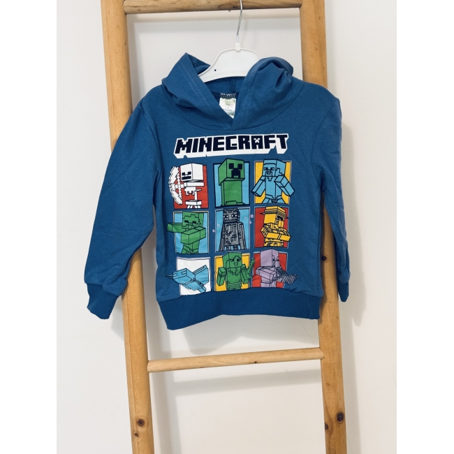 Bluza dziecięca z kapturem niebieska motyw minecraft 128